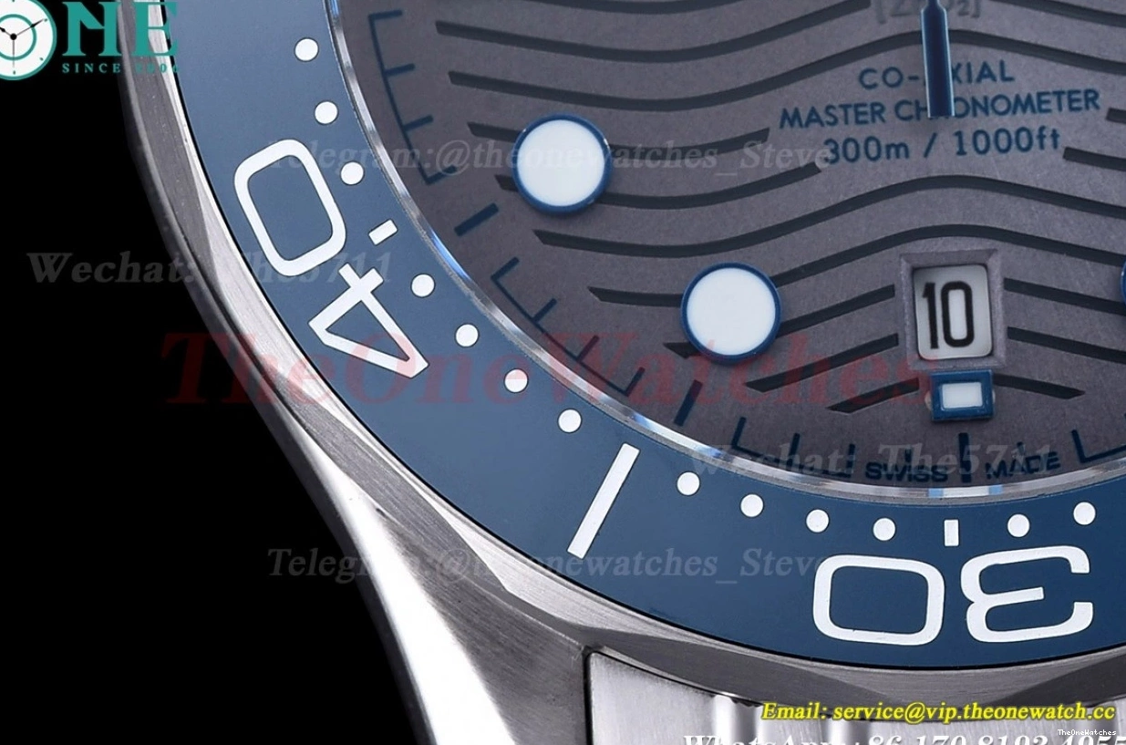 Seamaster GDF SS MY8215+Free 42mm 300m Nylon SS Grey Strap 0108